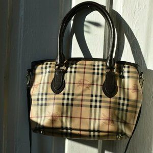 Burberry Haymarket Check Leather Shoulder Bag